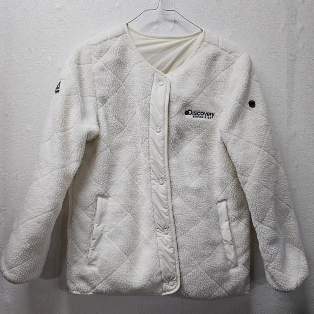 디스커버리 리버시블 라운드 퀼팅 여성 플리스 자켓 (CREAM) 90