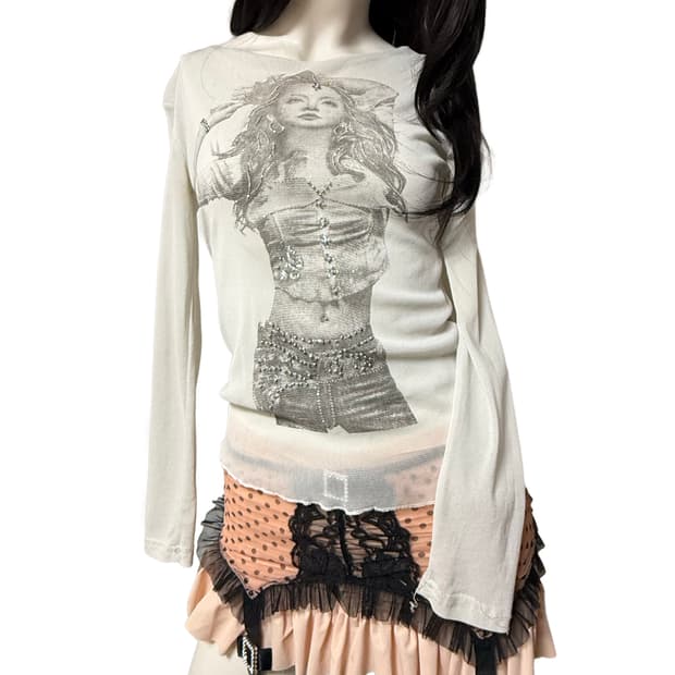 Y2k 빈티지 매쉬 탑