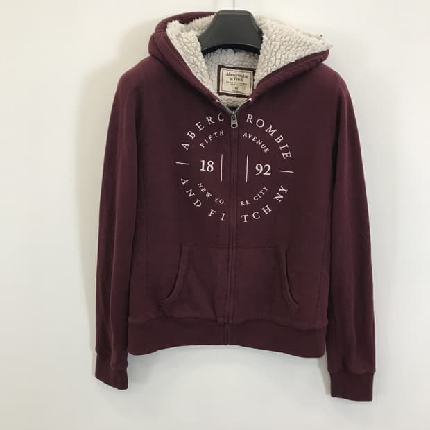 아베크롬비 양털안감 버건디 후드집업 [M]