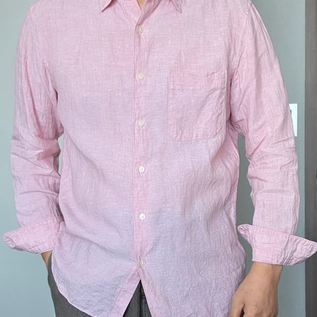 린넨 롱슬리브 셔츠 유니클로 핑크 (L)