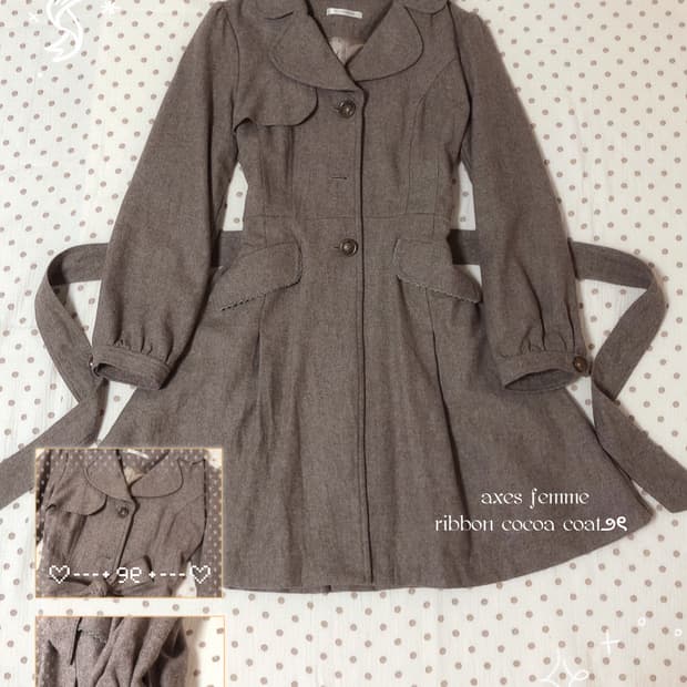 빈티지 엑시즈팜 코코아 라떼갸루 코트