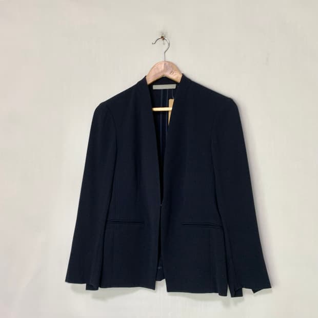 띠어리 노카라 후크 정장st 포멀 여성 자켓 다크 네이비