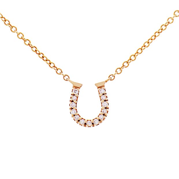 티파니 메트로 홀스슈 13P 천연다이아몬드 18K 핑크골드 펜던트 목걸이