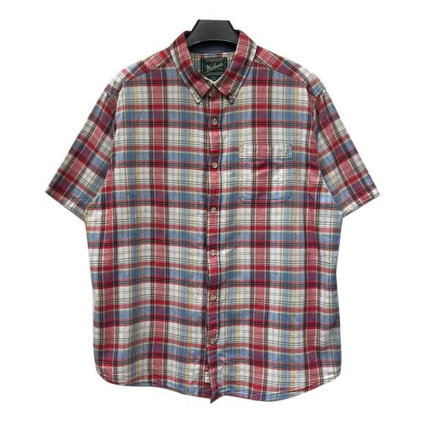 Woolrich 울리치 오가닉 코튼 체크 반팔 셔츠 XL