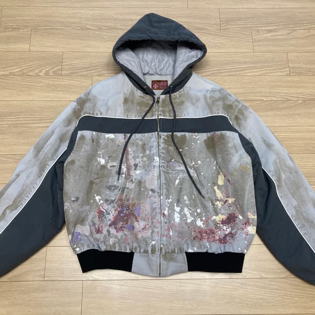 praying 페인트 프린트 캔버스 후디 자켓