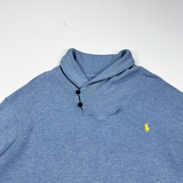 폴로 랄프로렌 포니 스카이 블루 숄카라 니트 (XXL)