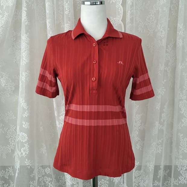 S) 제이린드버그 골지 폴로 반팔 티셔츠 오렌지