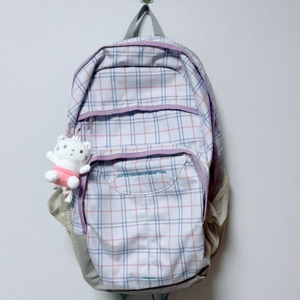 benetton 베네통 일본 빈티지 체크 백팩 가방 모리걸 y2k 블루