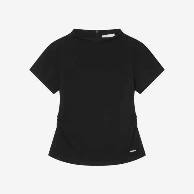 미세키서울 Mock neck pintuck sleeves BLACK