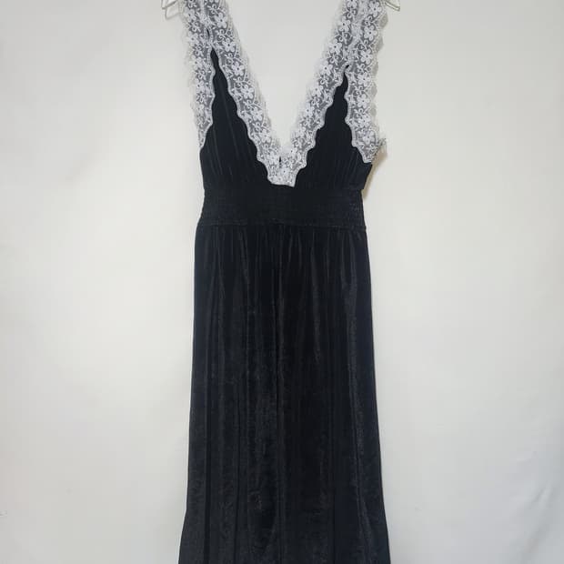 레이스 벨벳 나시 롱원피스