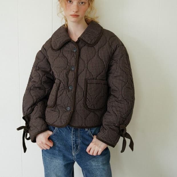 아멜리 퀼팅 푸퍼 자켓_브라운