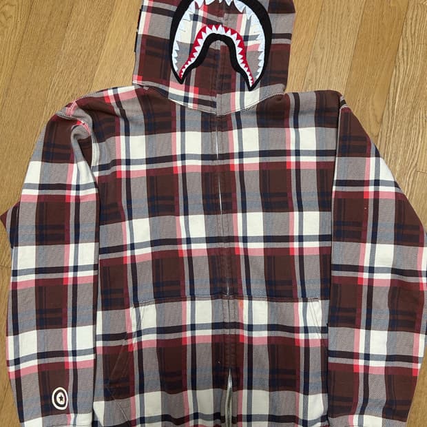 베이프 체크 샤크 후드집업L 쿨거시 네고가능