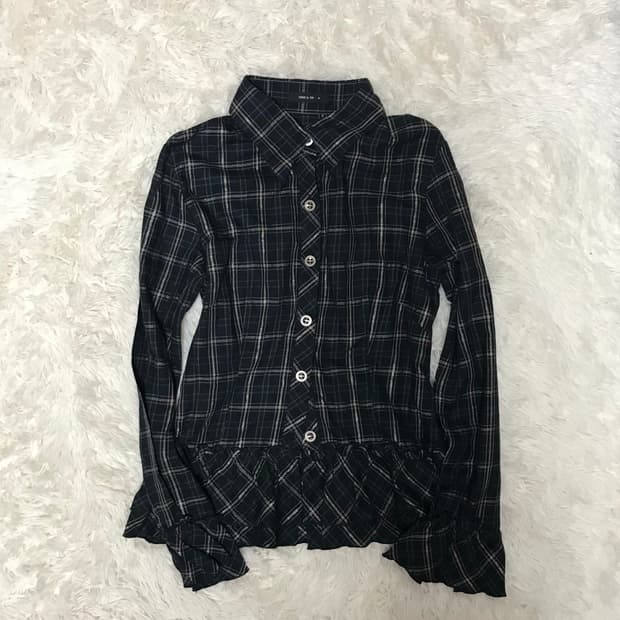 일본빈티지 꼼싸이즘 글리터 프릴 디테일 셔츠