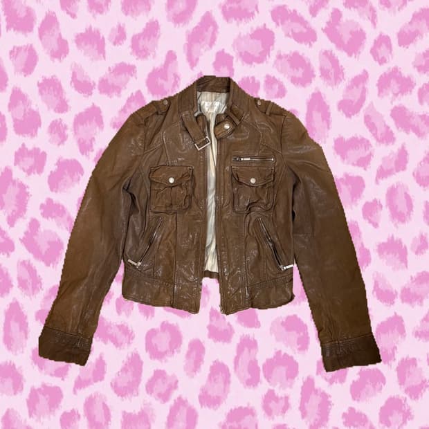 아카이브 엑스 브라운 가죽 자켓 85