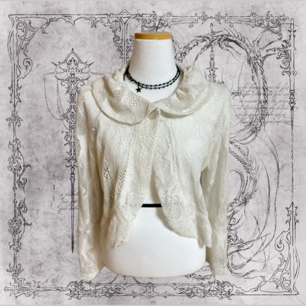 화이트 페어리 그물망 가디건