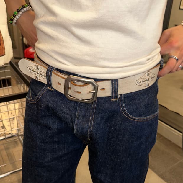 Real Leather western stud faded belt 