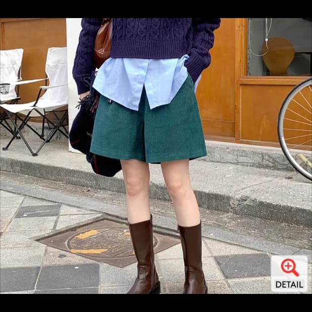 새상품)육육걸즈 코듀로이 하프팬츠