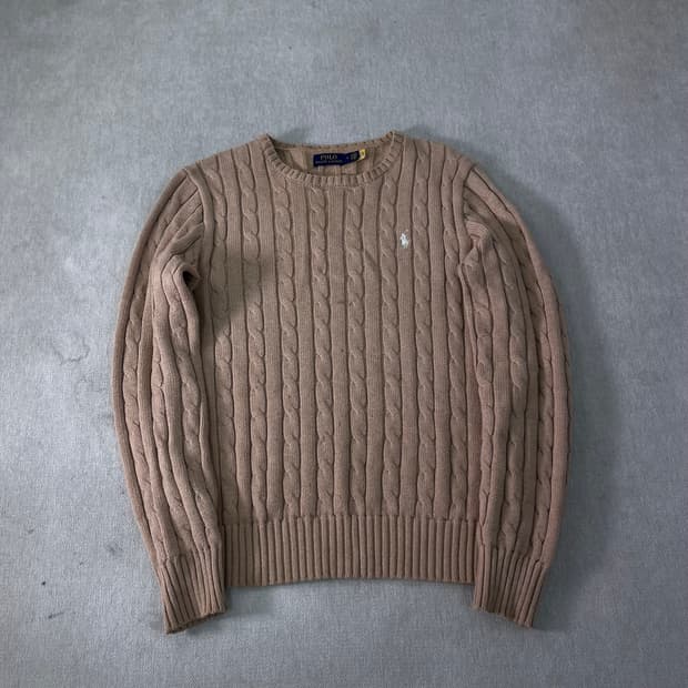 W 95 폴로랄프로렌 신형라벨 꽈배기 베이지 니트