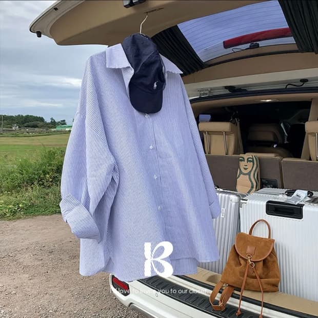 Oxford stripe boy fit shirts