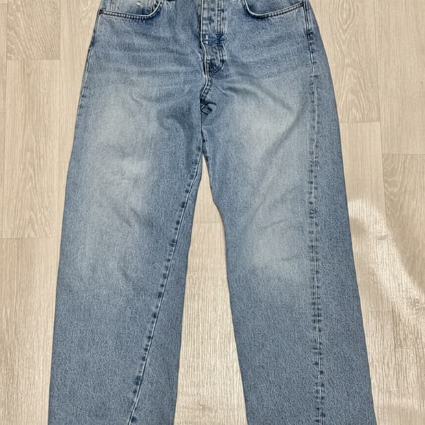 선플라워 와이드 트위스트 데님팬츠 연청