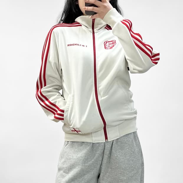 아디다스 런던 트랙탑 져지 화이트 레드