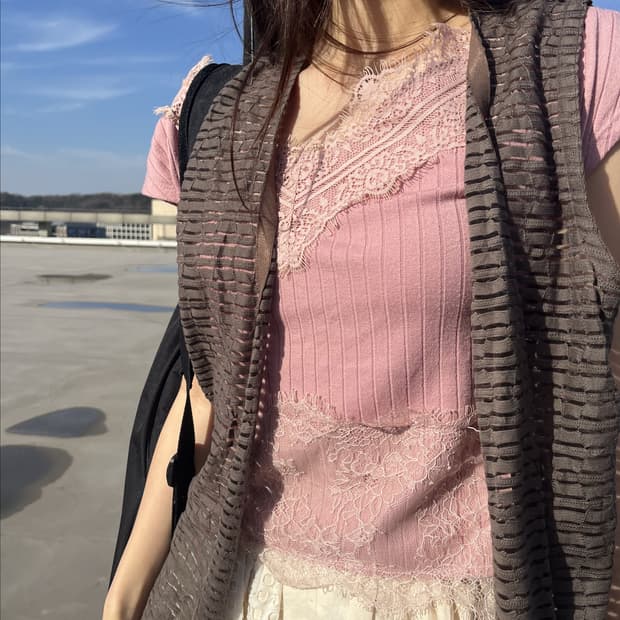 Lace Top + Vest 레이스탑 + 베스트