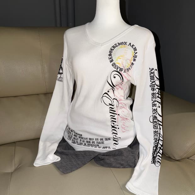 y2k printing & lettering long sleeve