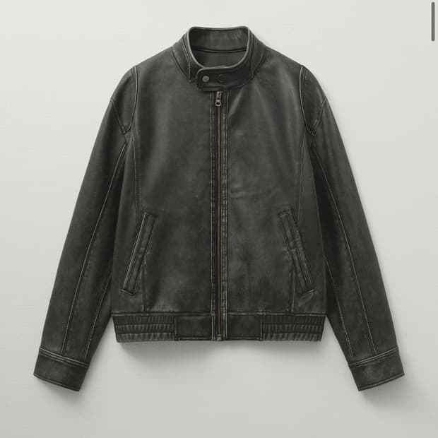 헬레네파리스 워시드 레더 블루종 점퍼 빈티지 그레이