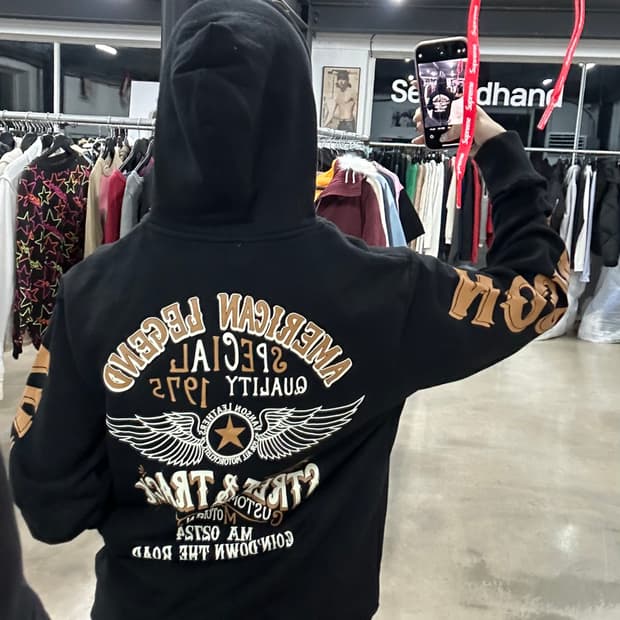 벤슨 백프린팅 후드 집업