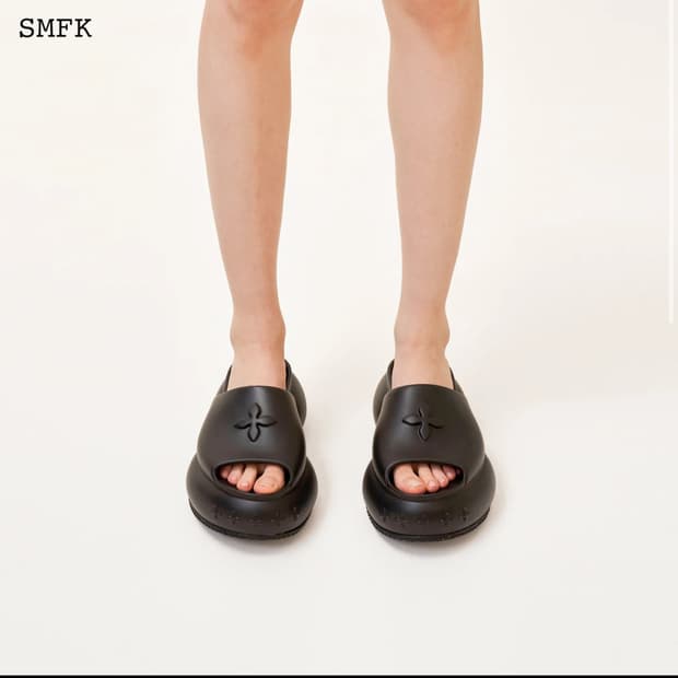 smfk 플랫폼 범퍼 샌들 블랙 통굽 슬리퍼 compass wave