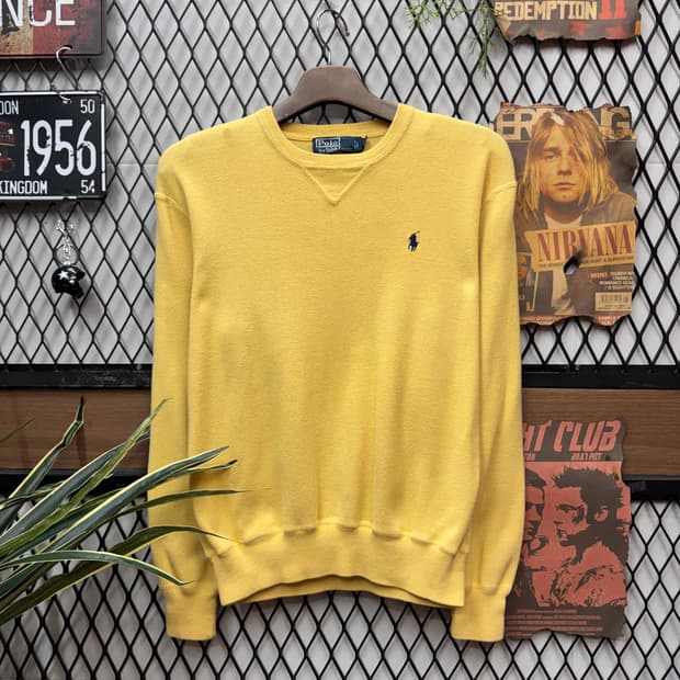 폴로 랄프로렌 니트 스웻셔츠 블랙 포니 포인트 옐로우