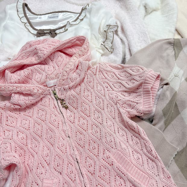 리즈리사 리본하트참 핑크 반팔 집업 히메갸루 라떼갸루 일본빈티지