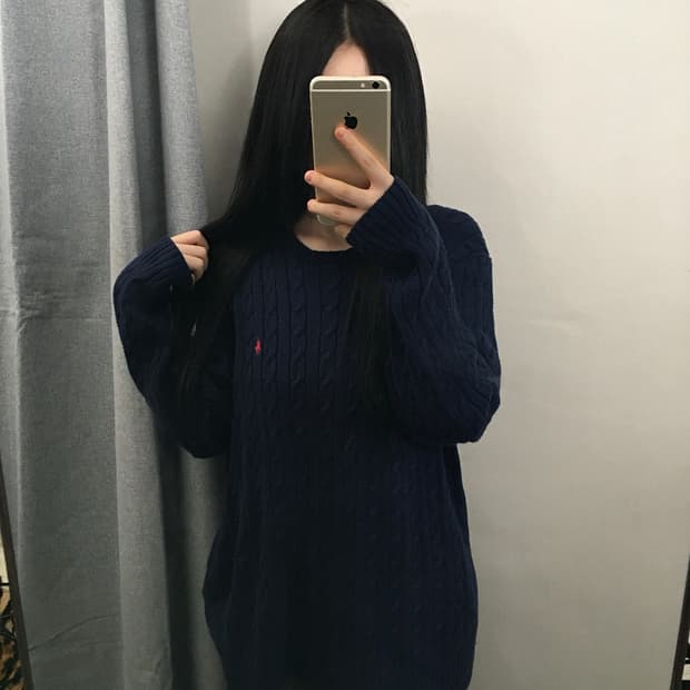 [정품] 폴로 랄프로렌 꽈배기 레드 로고 니트 L