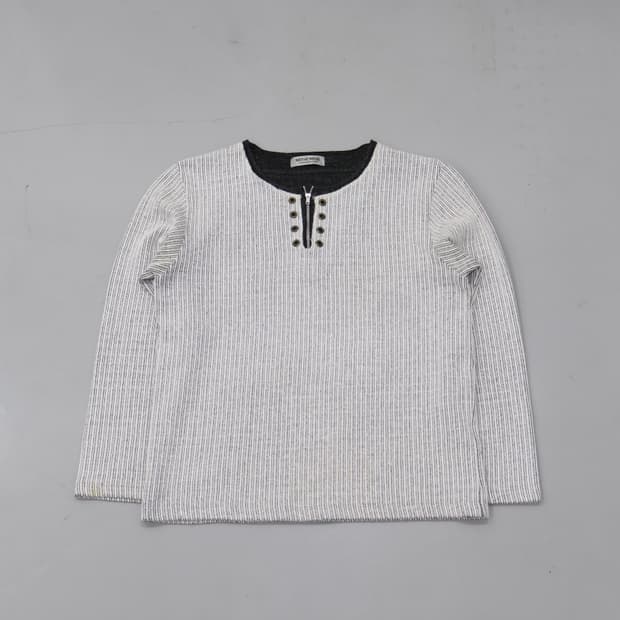 Mitsumine Mixed-Texture Henley Sleeve