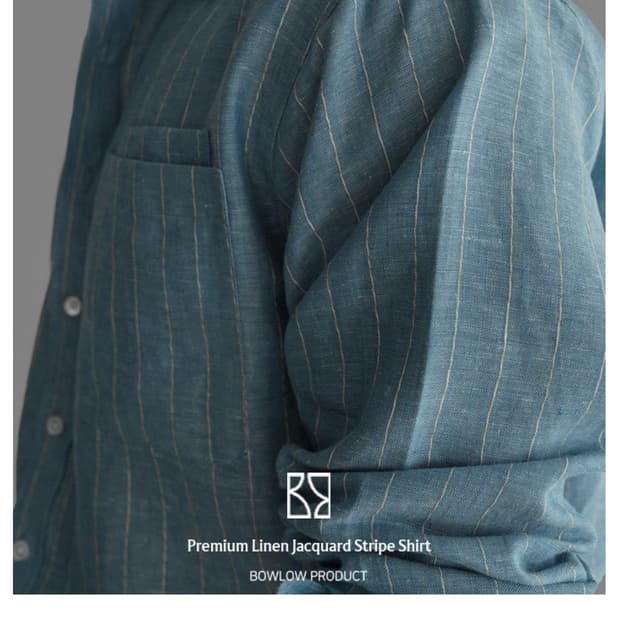 바우로 프리미엄 린넨 자가드 스트라이프 셔츠 L