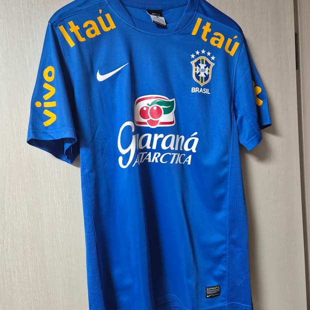 나이키 풋볼 져지 브라질 커스텀 트레이닝 탑 M