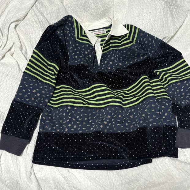 STRIPE PATCHWORK PK LONG SLEEVE (NAVY)