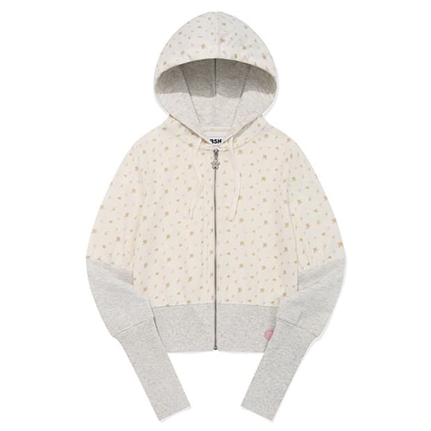 키르시 부케 패턴 슬림핏 후드집업