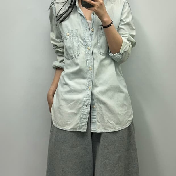 칼하트 포켓 연청 워싱 데님 셔츠