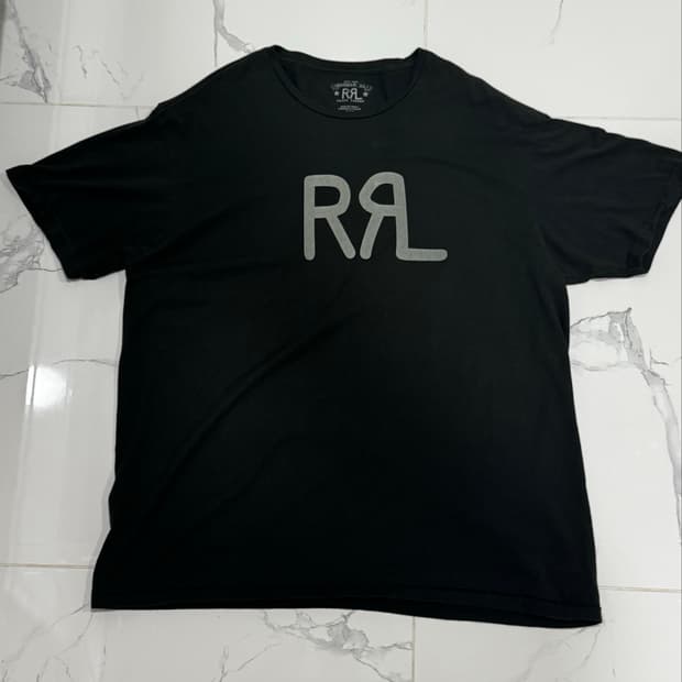 더블알엘 로고 티셔츠 (블랙, XL)