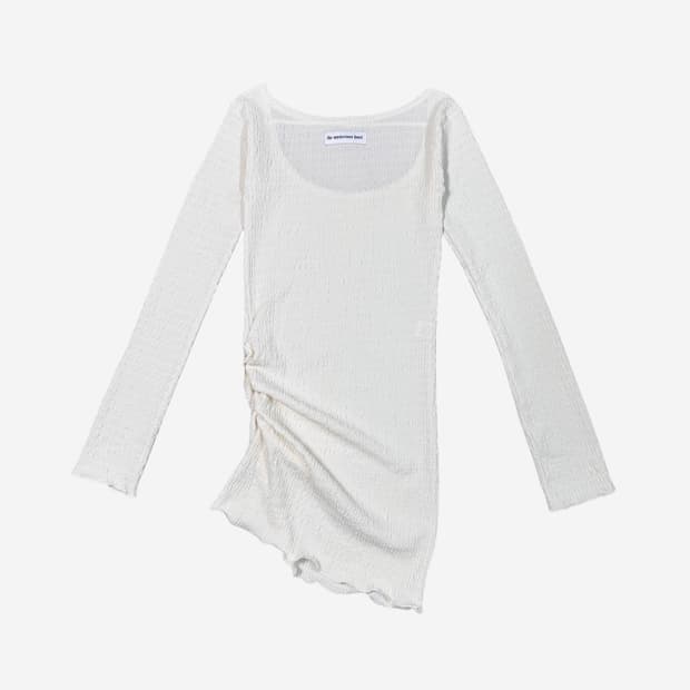 더미스테리어스호텔 셔링 원피스 화이트