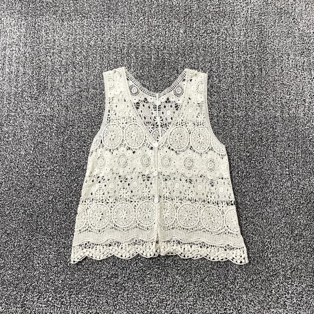 vinteちきゅ. C'est tout 크로셰 민소매 상의 모리걸 니트