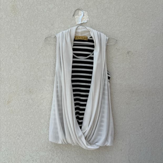 04 cecil mcbee layered drape stripe top 