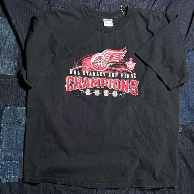 00‘s 길단 NHL 디트로이트 레드 윙스 챔피온 그래픽 티셔츠 XL