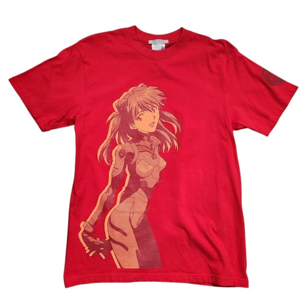에반게리온 아스카 랑그레이 빨간색 반팔 티셔츠 (L)