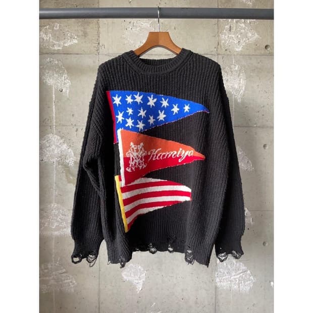 KAMIYA FLAG KNIT BLACK L
