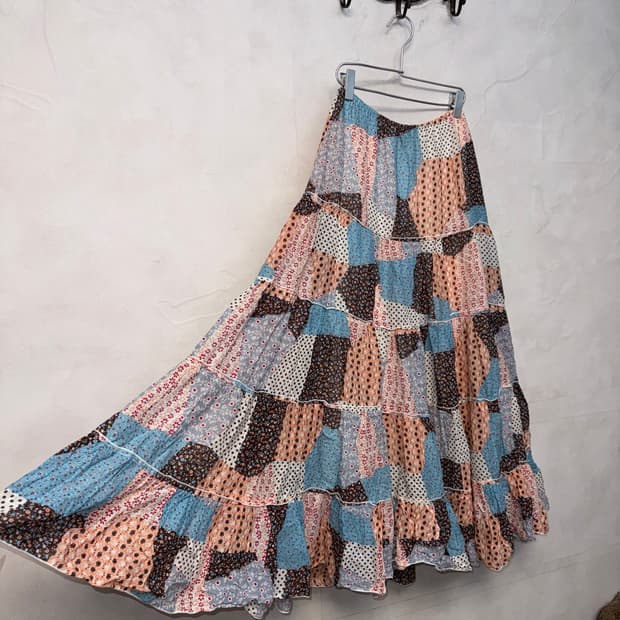 Mute floral patchwork maxi cancan skirt