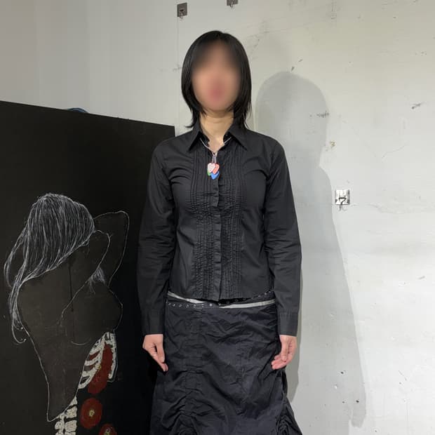 엠프리오 아르마니 고딕 패턴 프릴 셔츠 S