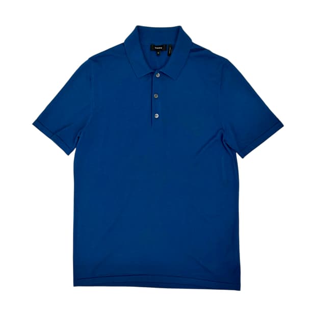 Theory 띠어리 블루 카라 반팔 티셔츠