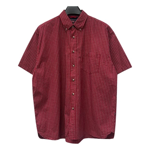 랭글러 프리미엄 버튼 다운 잔 체크 반팔 셔츠 남방 XL